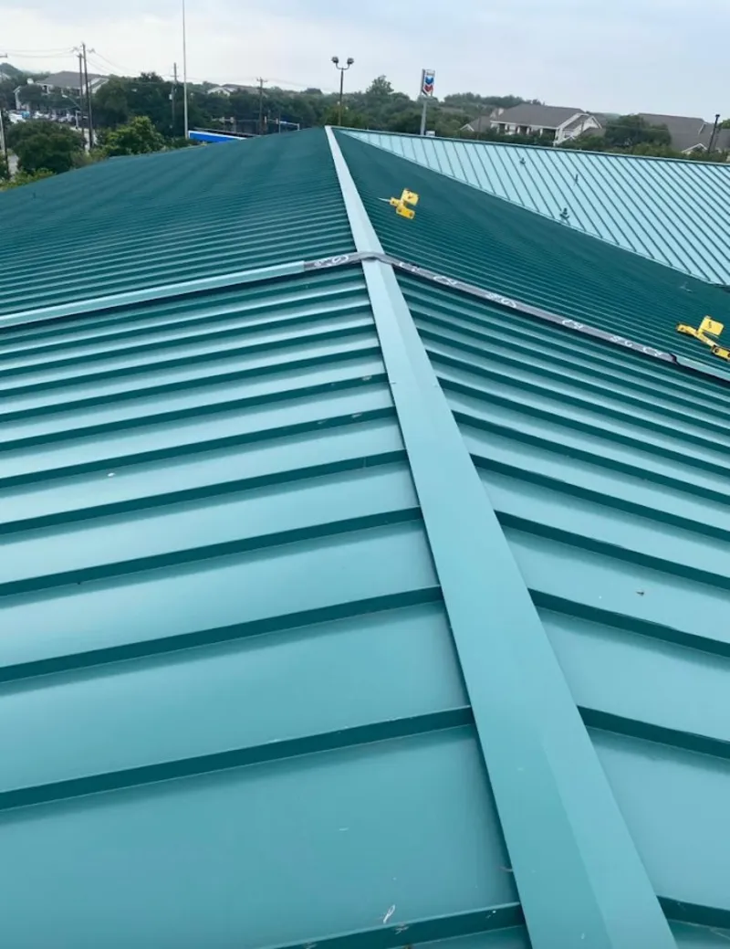 Green commercial metal roof ridge and valley for Metal Roof Repair in Worcester